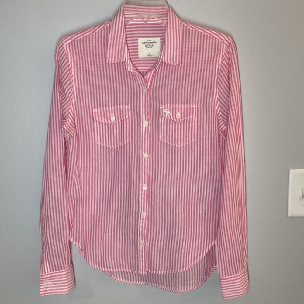 Abercrombie & Fitch Pink with White Stripe Button Down